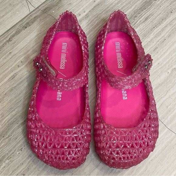 Mini Melissa Campana Mary Jane Toddler Flats Ballerinas 32995 with Box Glitter 9 - Picture 2 of 13